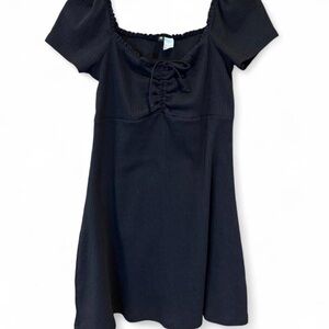 Divided Lace-Trimmed Dress with Flared Skirt